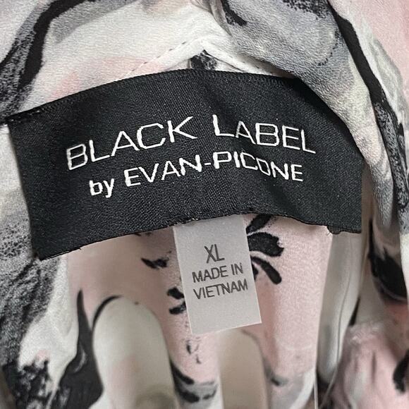 NWT Black Label By Evan Picone Top Womens Size XL V Neck Tie Pink Floral - Picture 6 of 10